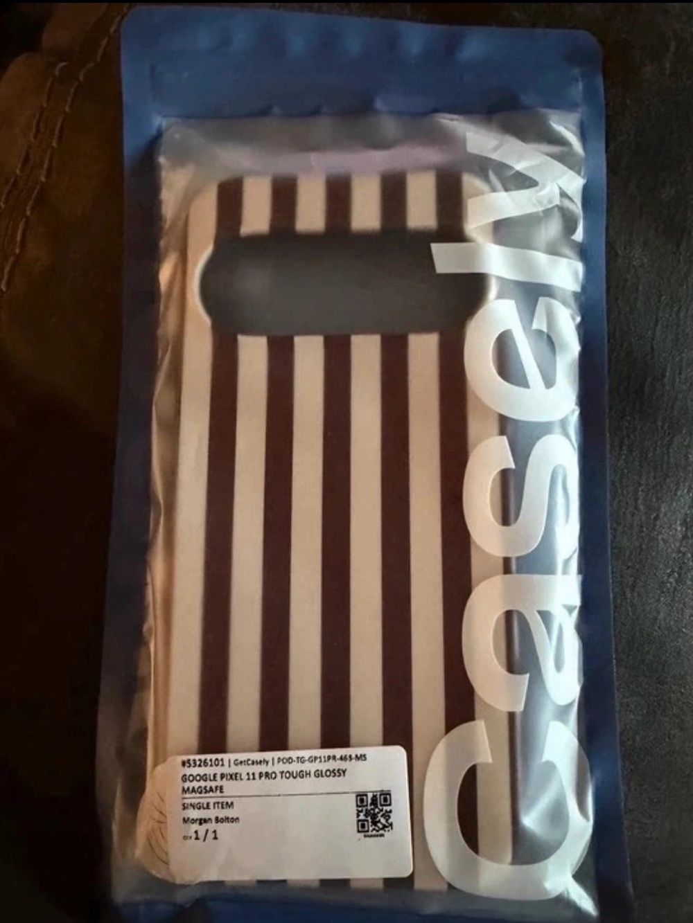 Casetify Brown & White Striped Tough Glossy Case for Google Pixel 11 Pro